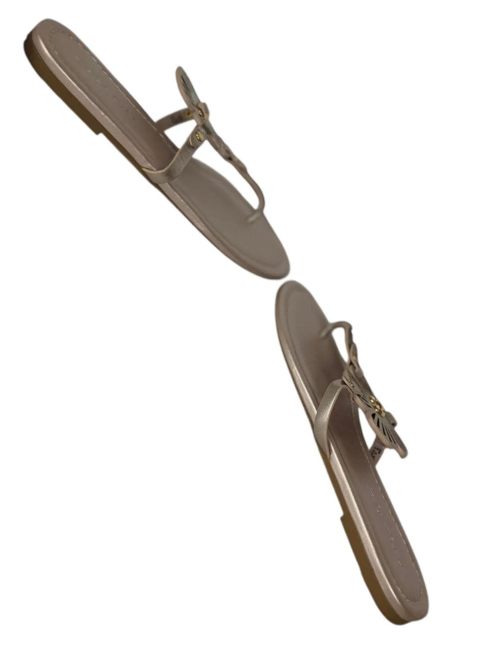 Coach Rose Gold Leather Floral Thong Sandals - Picture 8 of 9